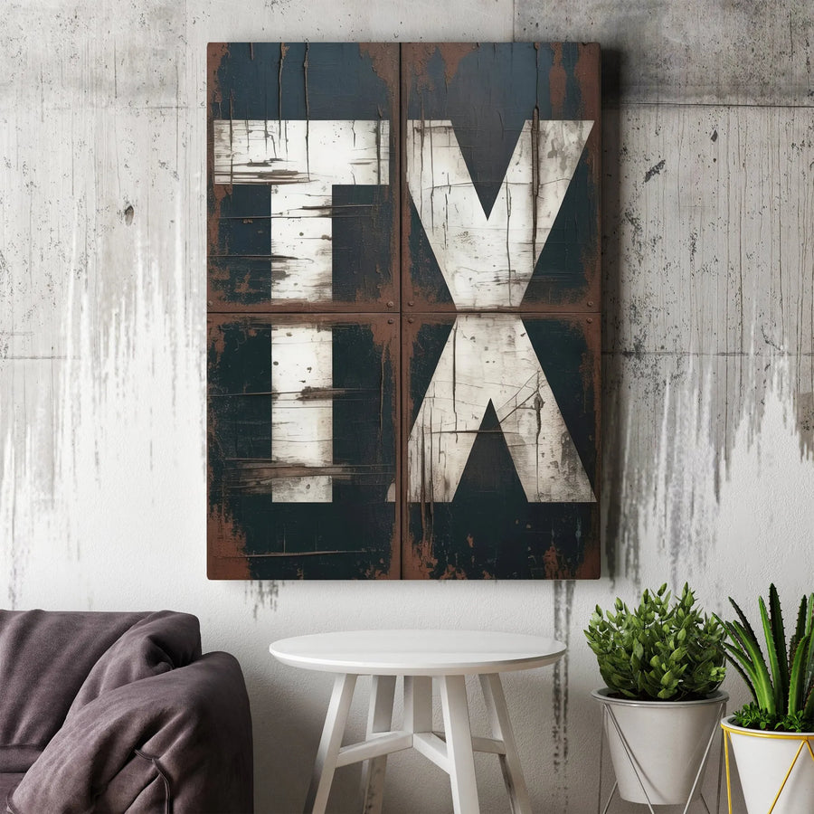 Texas Wall Art | Rustic Industrial TX Typography | Premium Gallery-Wrapped Canvas | Modern Farmhouse Decor Gift