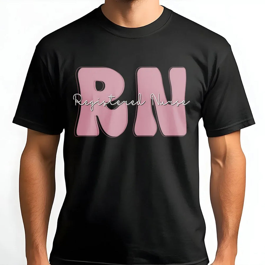 Registered Nurse RN T-Shirt | Retro Groovy Typography Design | 100% Cotton Premium Tee | Thoughtful Nursing Student Graduation Gift