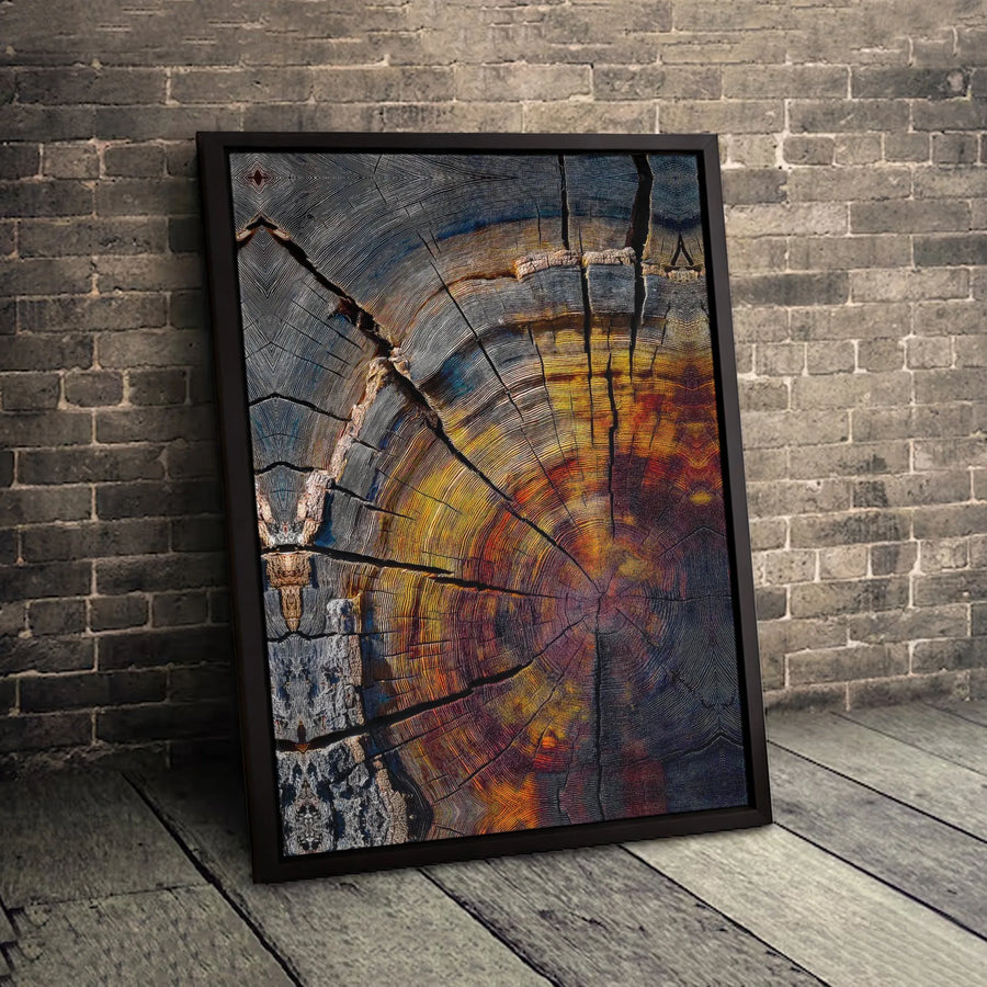 Abstract Tree Rings Canvas Print | Vibrant Wood Grain Slice Art | Gallery Quality 1.25-Inch Profile | Modern Nature Wall Decor For Home Office