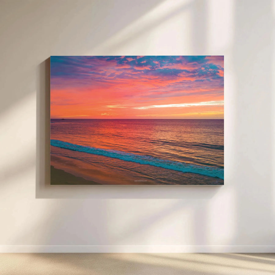 Vibrant Ocean Sunset Canvas Wall Art | Horizontal Beach Seascape Print | Premium Gallery Wrapped 1.25" Frame | Coastal Decor for Home Office