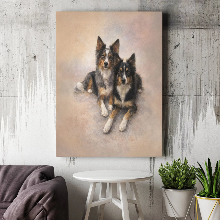 Australian Shepherd Canvas Wall Art | Realistic Dog Portrait Painting | Premium Thick Gallery Wrap Canvas | Gift for Aussie Owner & Pet Lovers
