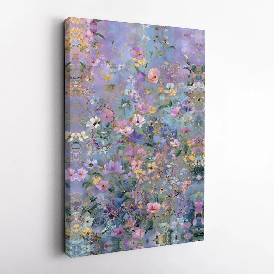 Wildflower Meadow Canvas Wall Art | Lavender and Gold Floral Print | 1.25-Inch Gallery Wrap | Bohemian Botanical Home Decor Gift