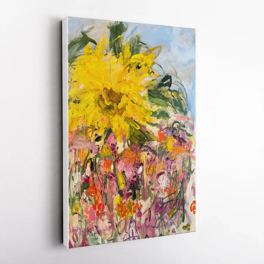 Sunflower Canvas Wall Art | Impressionist Wildflower Meadow Print | 1.25" Gallery Thick Canvas | Vibrant Floral Home Decor Gift