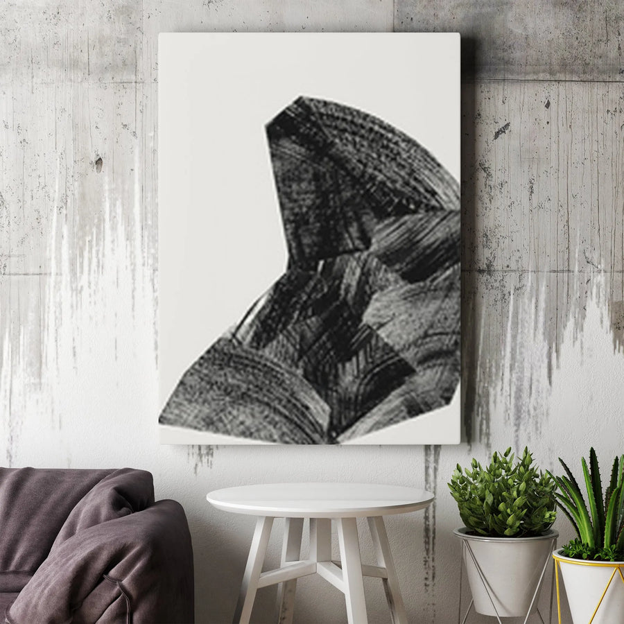 Abstract Canvas Wall Art | Minimalist Black and White Brushstroke Print | Premium Gallery Wrapped Canvas | Modern Japandi Home Decor Gift