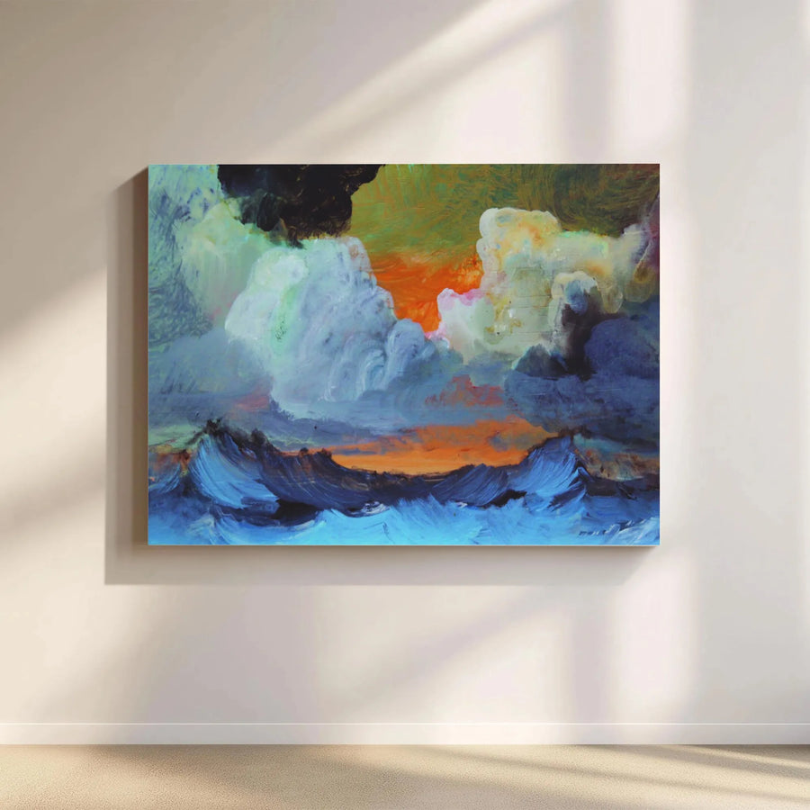 Abstract Seascape Canvas Wall Art | Stormy Ocean Painting Print | Premium Gallery Quality | Modern Coastal Home Decor Gift