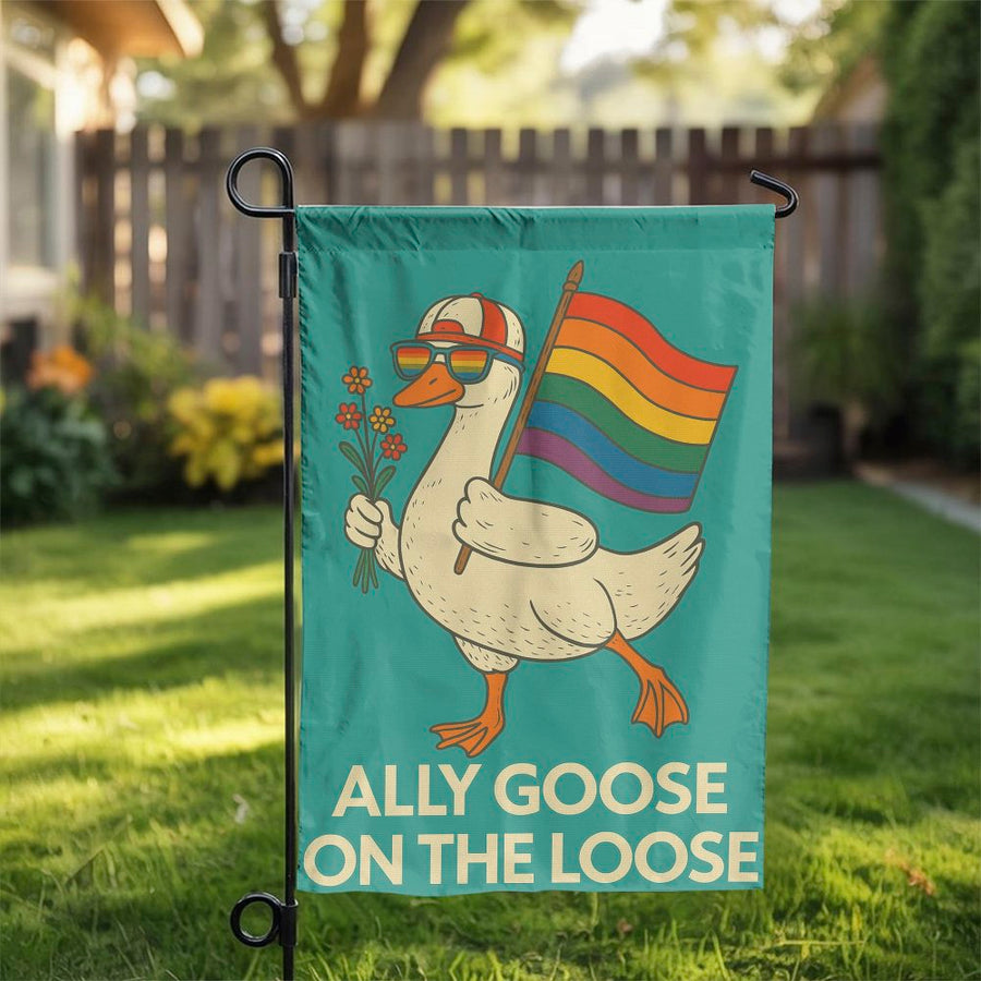 Ally Goose Garden Flag | Pride Rainbow Flag Outdoor Decor | Premium Weather-Resistant Polyester | LGBTQ+ Yard Sign Gift for Pride Month