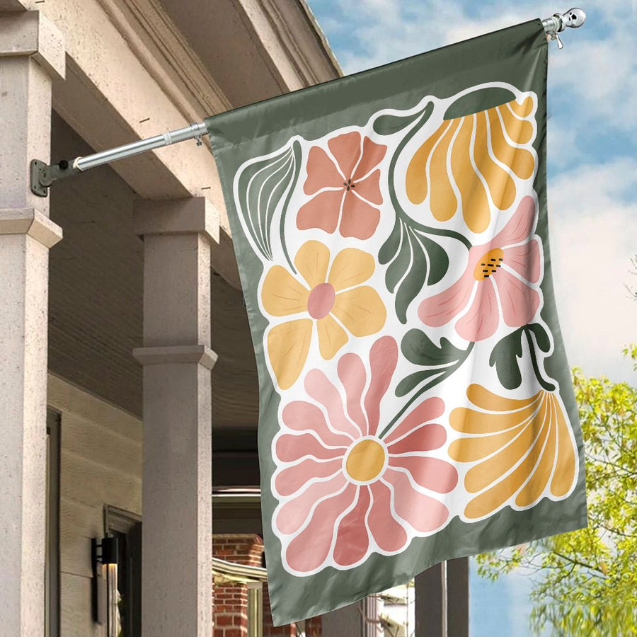 Floral House Flag | Retro Botanical Garden Art | Premium Weather-Resistant Polyester | Outdoor Spring Yard Decor & Housewarming Gift