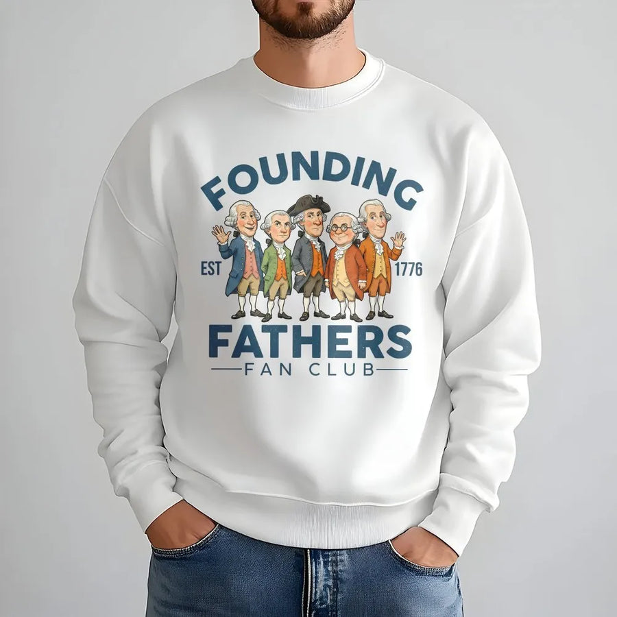 Founding Fathers Sweatshirt | Patriotic Cartoon Fan Club Design | Soft Cotton Blend | Gift for American History Buffs