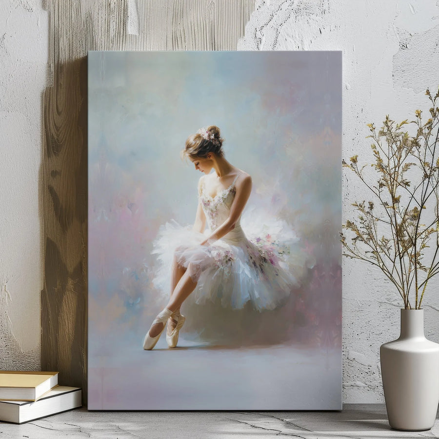 Seated Ballerina Wall Art | Impressionist Ballet Dancer Canvas Print | Premium 1.25" Gallery Wrap | Elegant Gift for Dancers & Home Decor