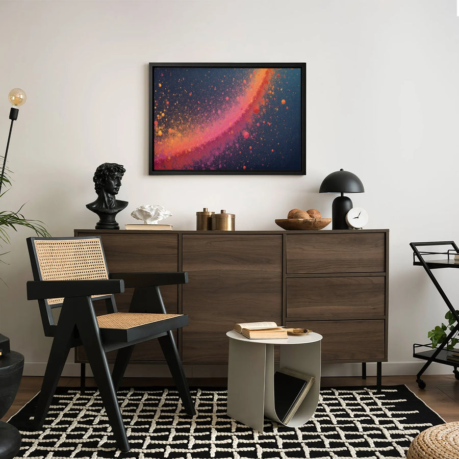 Abstract Cosmic Splatter Wall Art | Vibrant Pink and Orange Galaxy Print | 1.25 Inch Premium Gallery Canvas | Modern Home Decor Gift