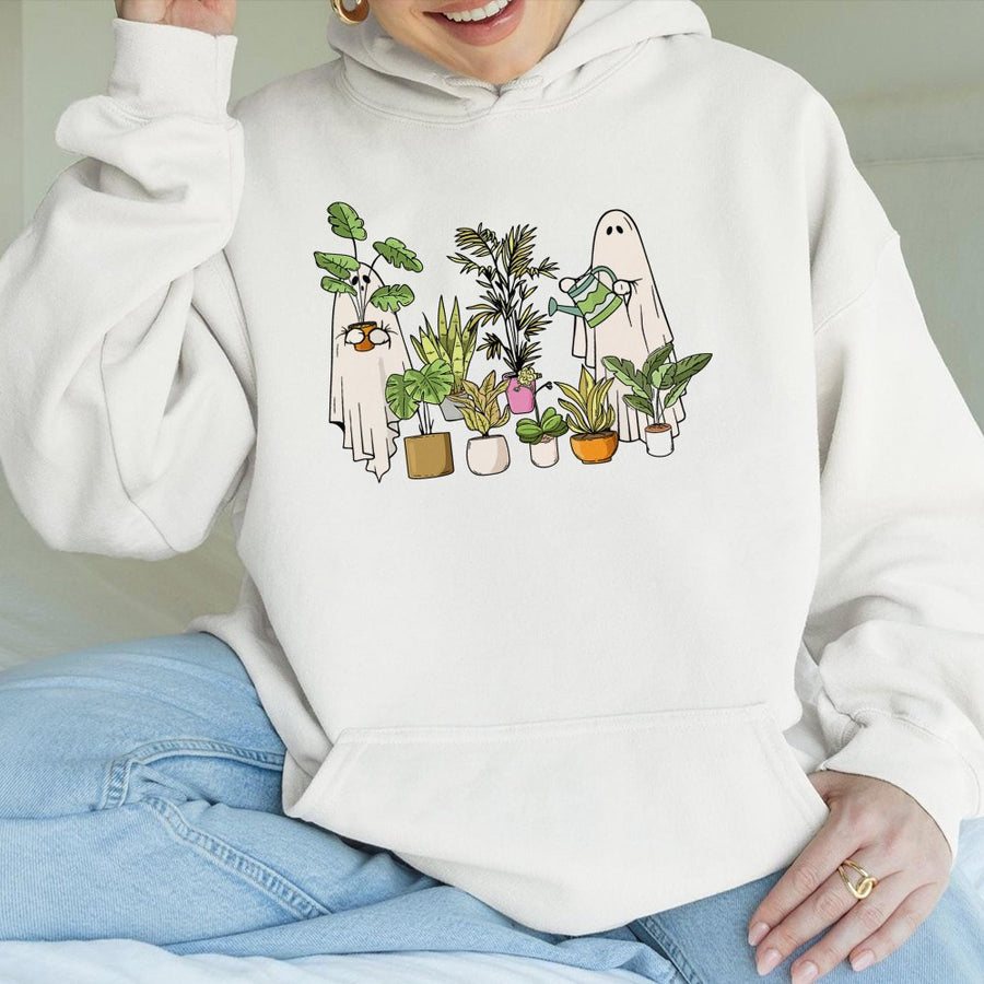 Ghost Plant Lover Hoodie | Cute Gardening Aesthetic Graphic | Premium Cotton Blend | Unisex Fall Apparel Gift for Botanists