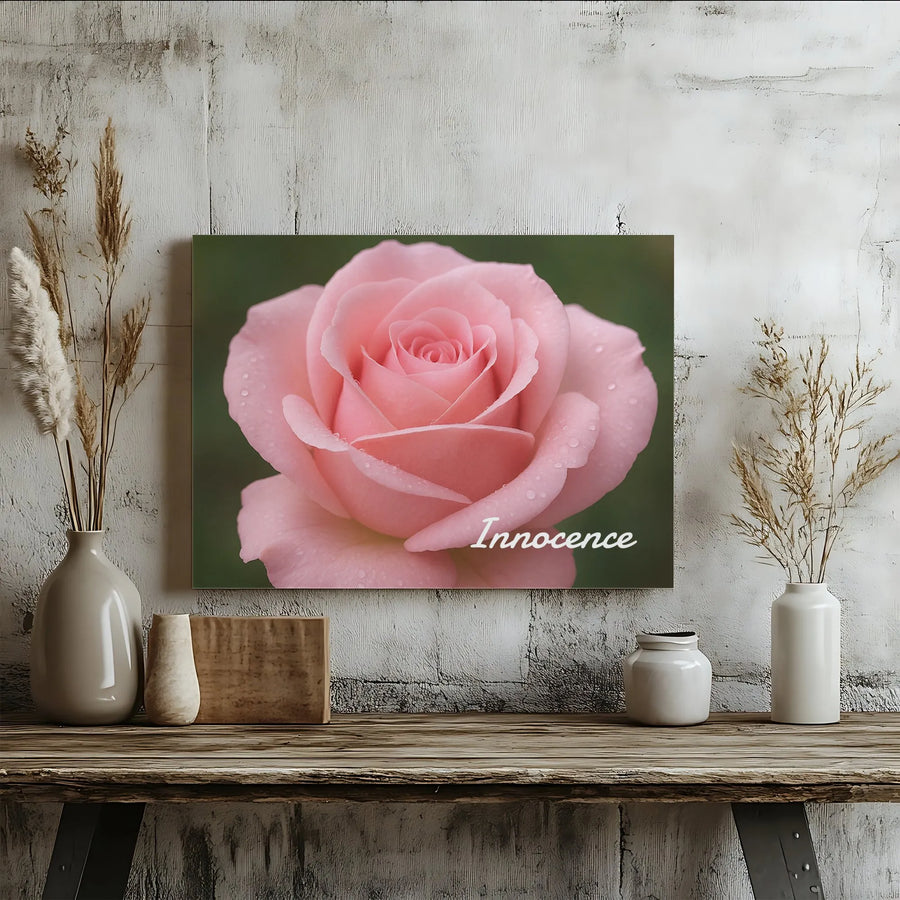 Pink Rose Canvas Print | Innocence Floral Wall Art | Premium 1.25 Inch Gallery Wrap | Botanical Home Decor Gift for Her