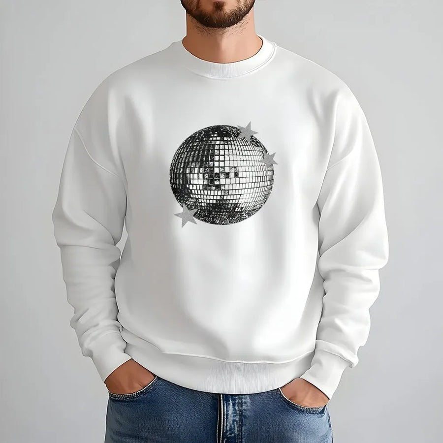 Retro Disco Ball Sweatshirt | Y2K Music Festival Graphic Pullover | Premium Cotton Blend | Cozy Concert Outfit Gift for Women & Men
