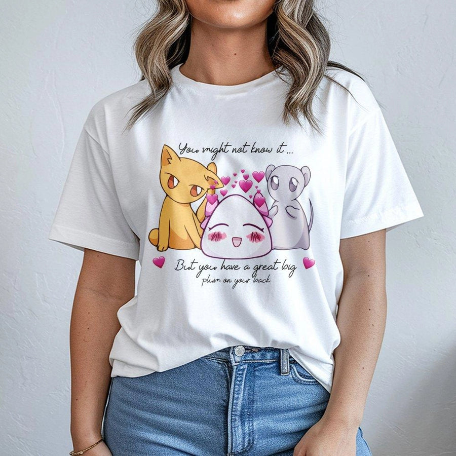 Anime Onigiri Cat Graphic T-Shirt | Kawaii Manga Character Illustration | Premium 100% Cotton Tee | Gift for Otaku and Anime Lovers