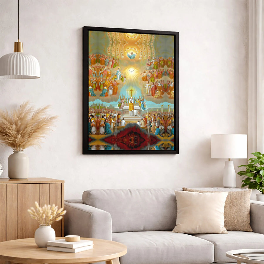 Catholic All Saints Mass Canvas Print | Holy Trinity Heaven & Purgatory Religious Art | 1.25-inch Premium Gallery Profile | Christian Home Wall Decor Gift