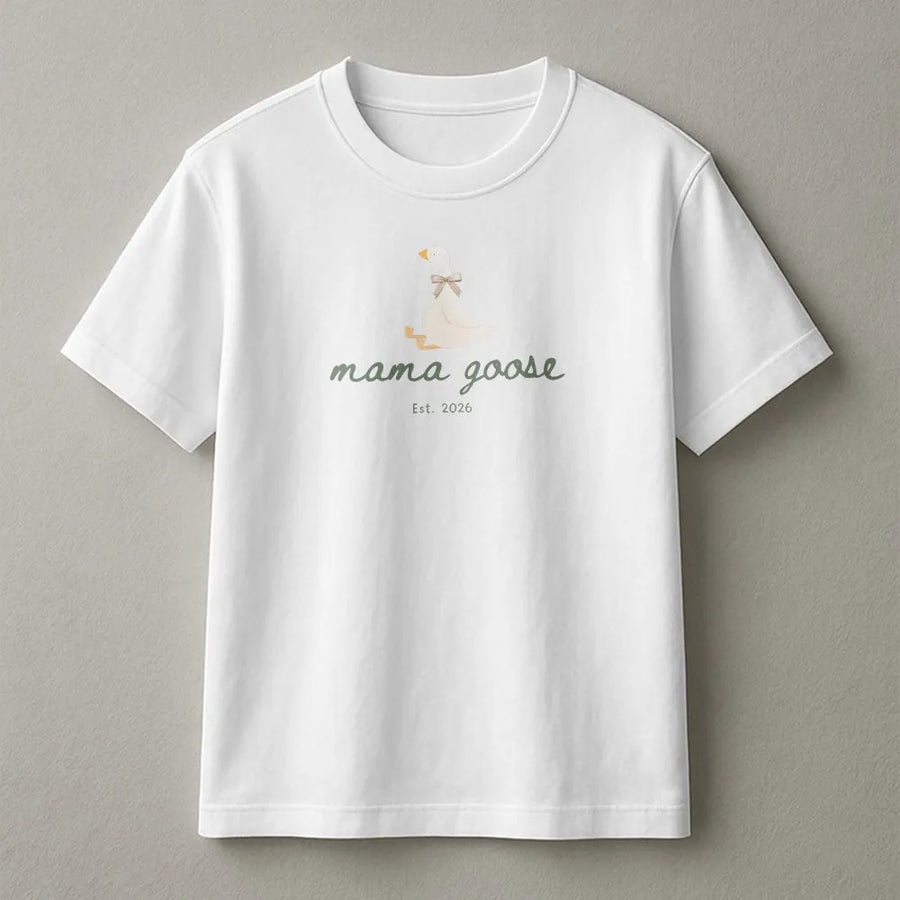 Mama Goose T-Shirt Est 2026 | Matching Dada Goose Pullover | Cozy Cotton Blend | Unique Baby Announcement Gift for New Parents