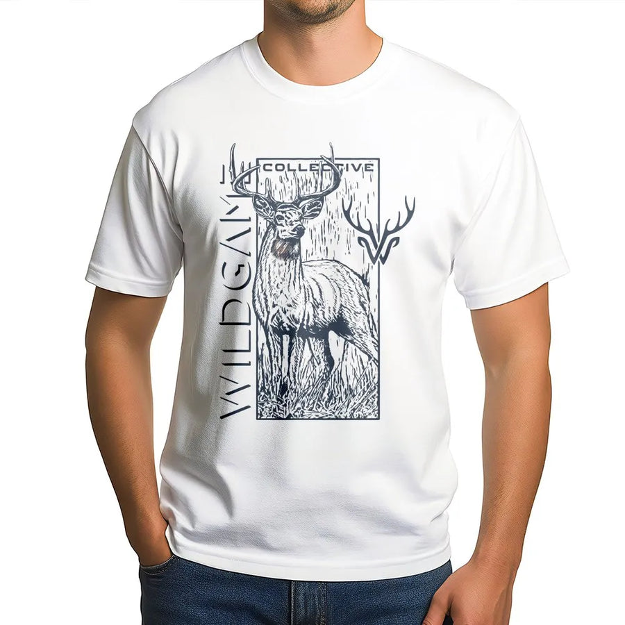 Deer Hunting T-Shirt | Vintage Buck Sketch Graphic with Antlers | Premium Cotton Blend | Gift for Hunter and Outdoorsman