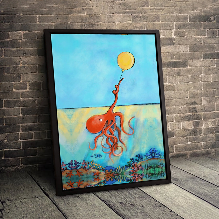 Octopus Canvas Wall Art | Whimsical Ocean Nursery Decor | Premium Fade-Resistant Print | Cute Sea Animal Gift for Kids or Bathroom