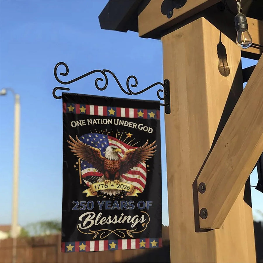Patriotic American Eagle Garden Flag | One Nation Under God 250 Years of Blessings 1776-2026 | Double Sided Premium Weather Resistant Yard Decor | Christian Patriotic Gift