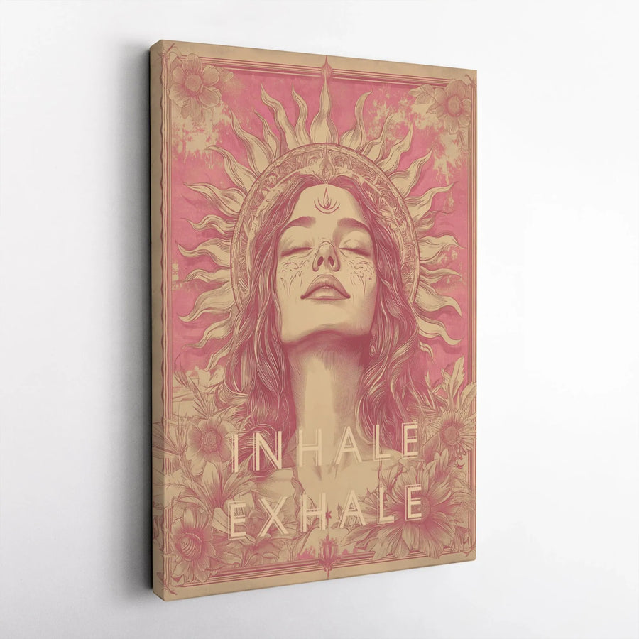Inhale Exhale Canvas Print | Sun Goddess Spiritual Wall Art | Premium Gallery Wrapped Decor | Zen Home Decor Gift for Her