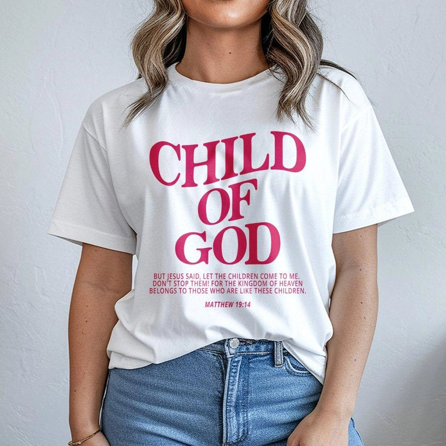 Child Of God T-Shirt | Matthew 19:14 Bible Verse Graphic | Premium 100% Cotton Religious Apparel | Faith Based Christian Gift for Women and Men