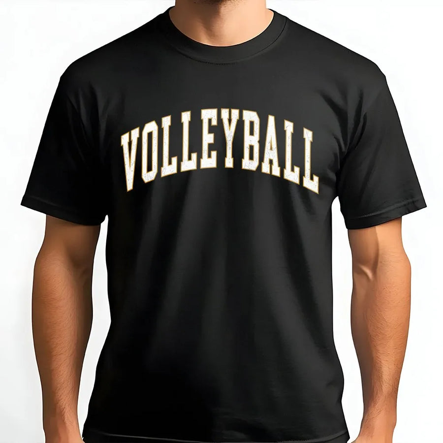 Volleyball Graphic T-Shirt | Vintage Distressed Athletic Sport Font | 100% Cotton Premium Tee | Gift for Volleyball Player, Coach or Fan