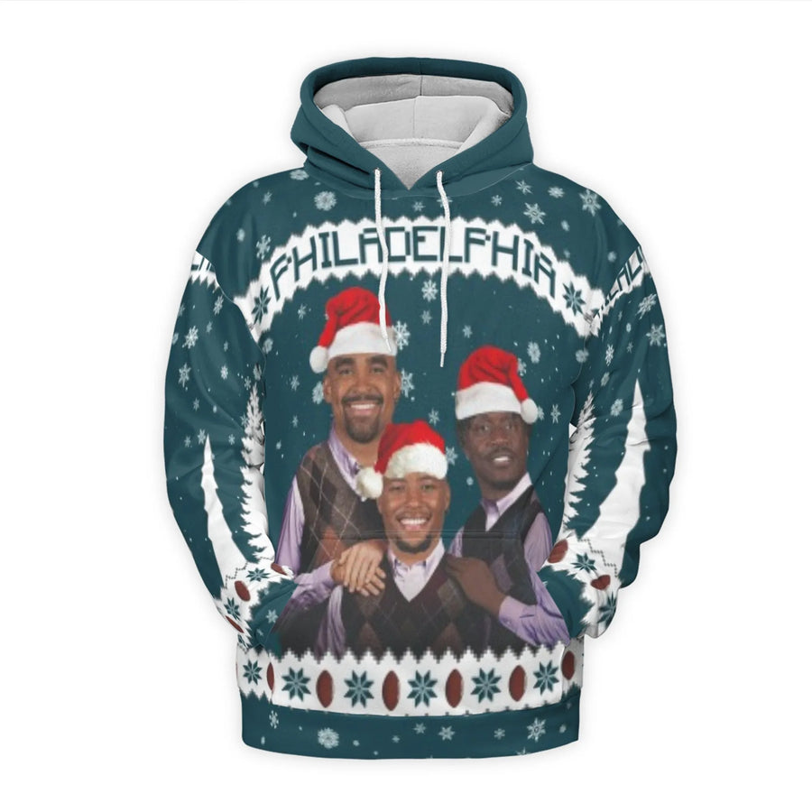 Philadelphia Go Birds Eagles Players Christmas Photo Ugly 3D Hoodie