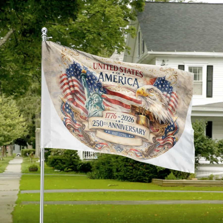 America 250th Anniversary House Flag | Commemorative 1776-2026 Design | Double-Sided Polyester | Collector's Patriotic Yard Decor Gift