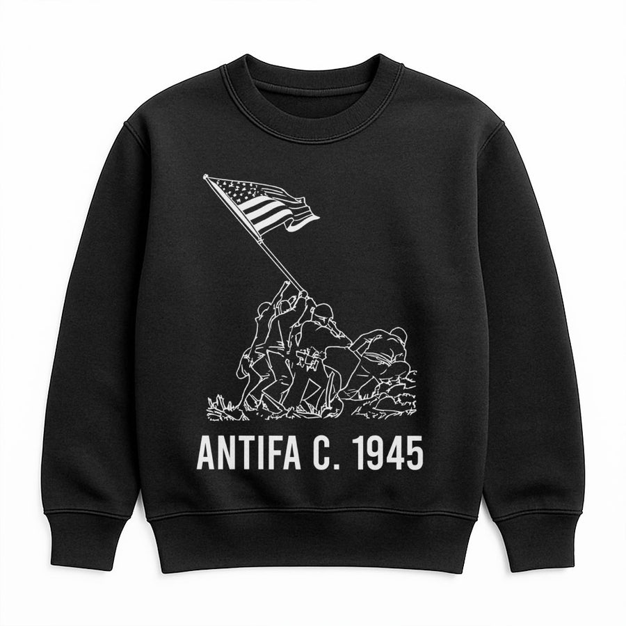 Antifa 1945 Sweatshirt | Historic Flag Raising Graphic | Premium Cotton Blend | Unisex Patriotic Gift for History Enthusiasts