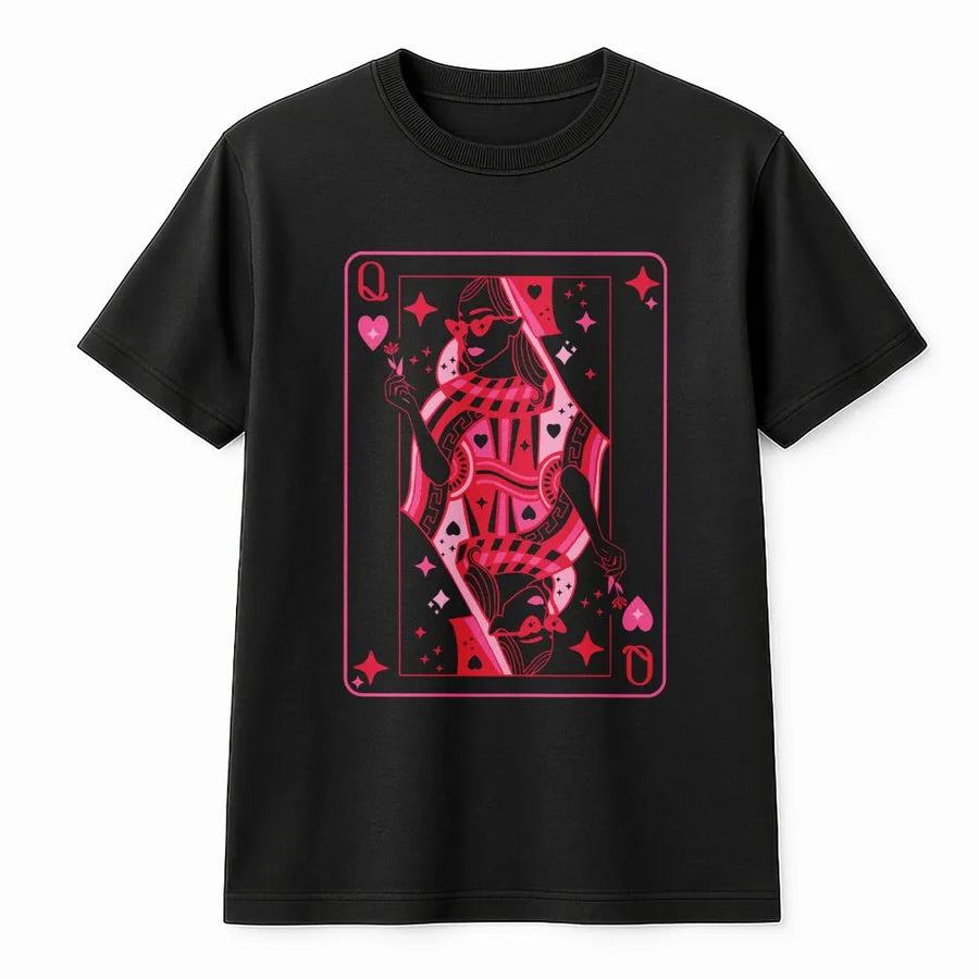Queen Of Hearts T-Shirt | Retro Aesthetic Playing Card Graphic | Premium Cotton Unisex Tee | Valentines Day Gift For Her