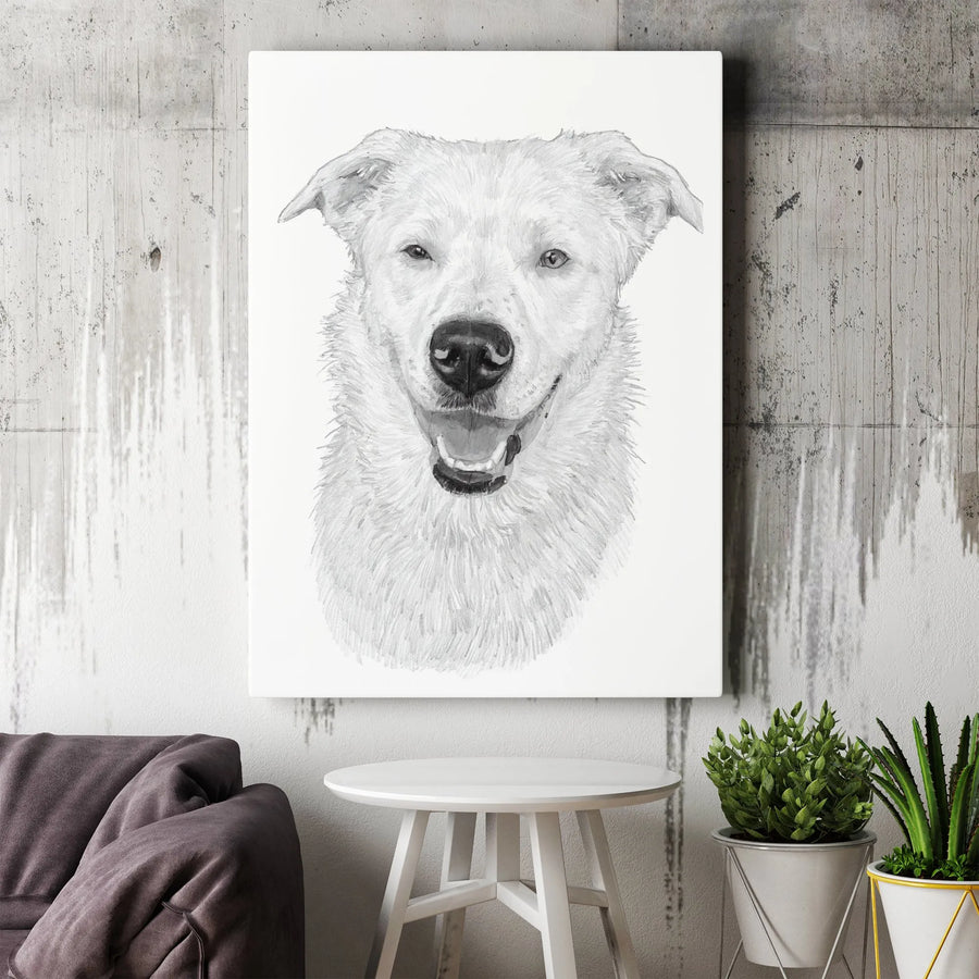Dog Portrait Canvas Wall Art | Realistic Pencil Sketch Style | Gallery Quality 1.25" Thick Canvas | Unique Gift for Dog Lovers & Pet Owners