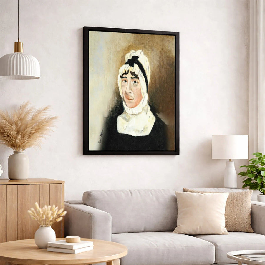 Woman in White Bonnet Portrait Canvas | Vintage Oil Painting Style Wall Art | Gallery Quality 1.25 inch Wrap | Historic Home Decor Gift