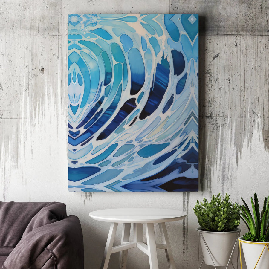 Abstract Blue Water Waves Canvas Wall Art | Modern Fluid Ripples Print | Gallery-Quality Premium Stretched Canvas | Serene Home Office Decor Gift