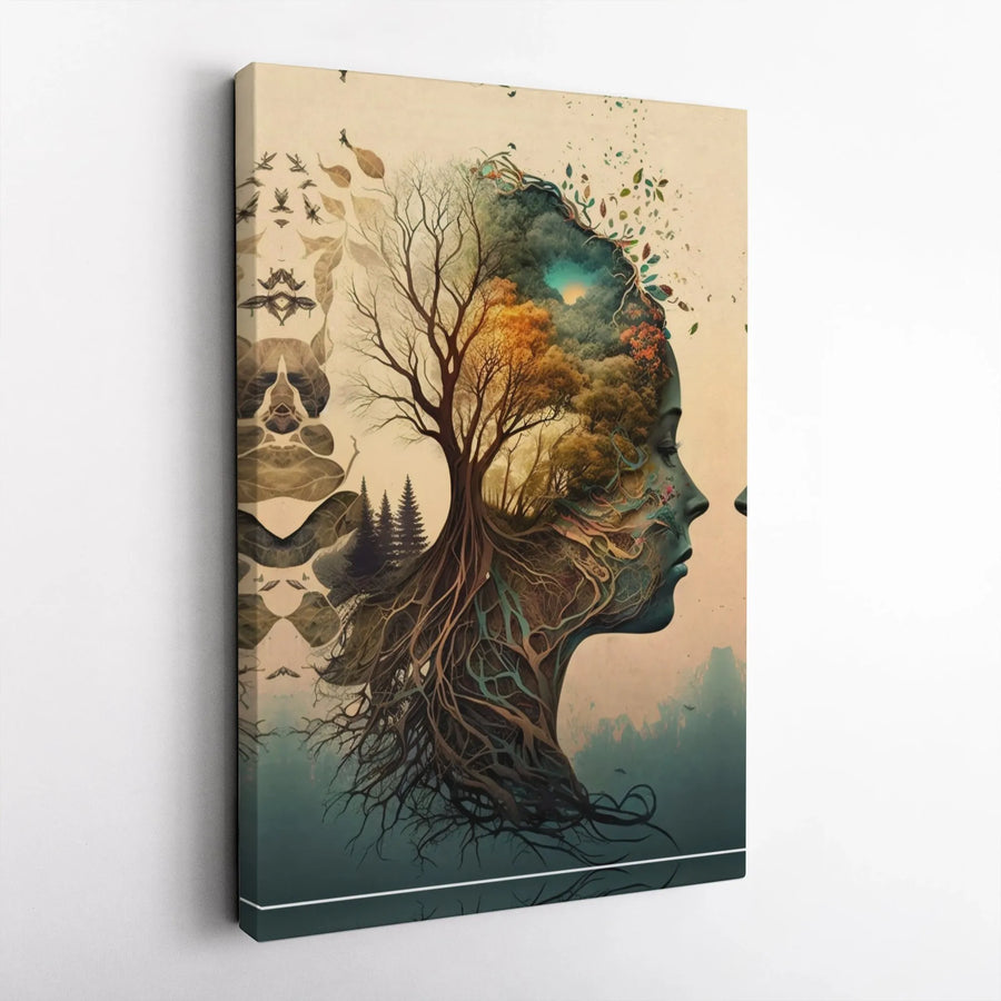 Mother Nature Canvas Print | Surreal Tree Of Life Forest Art | 1.25-Inch Gallery Wrapped Canvas | Botanical Wall Decor For Home Office