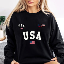 USA Flag Sweatshirt | Patriotic American Graphic Print | Unisex Cotton Blend Crewneck | Independence Day Holiday Gift for Men and Women
