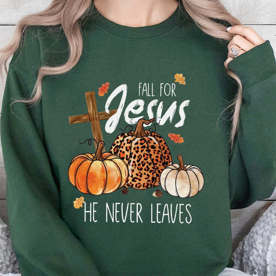 Fall For Jesus Sweatshirt | Faith-Based Autumn Pumpkin Design | Premium Cotton-Poly Blend | Christian Fall Gift For Women And Men