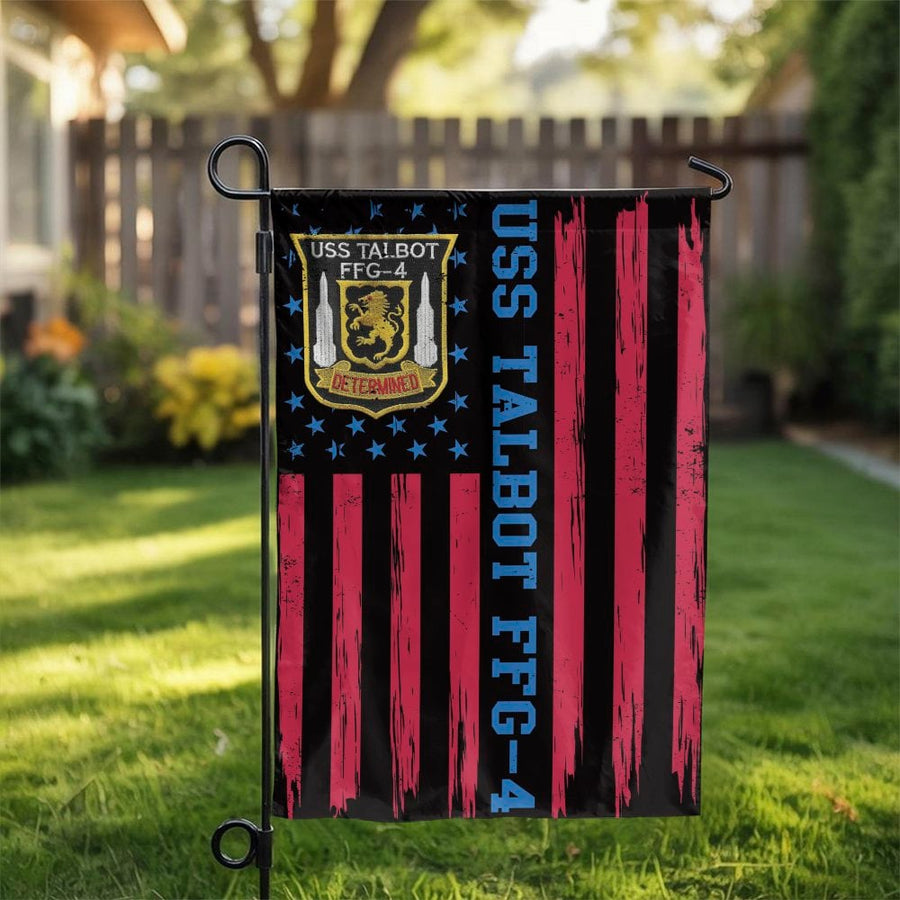 USS Talbot FFG-4 Garden Flag | Navy Ship Military Commemorative Decor | Durable Weather-Resistant Polyester | Veteran Gift & Memorial Display
