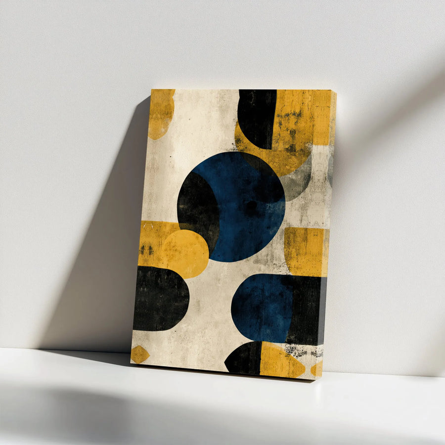 Mid Century Abstract Canvas | Geometric Wall Art Print | Premium Gallery-Wrapped 1.25-Inch Profile | Minimalist Modern Home Office Decor
