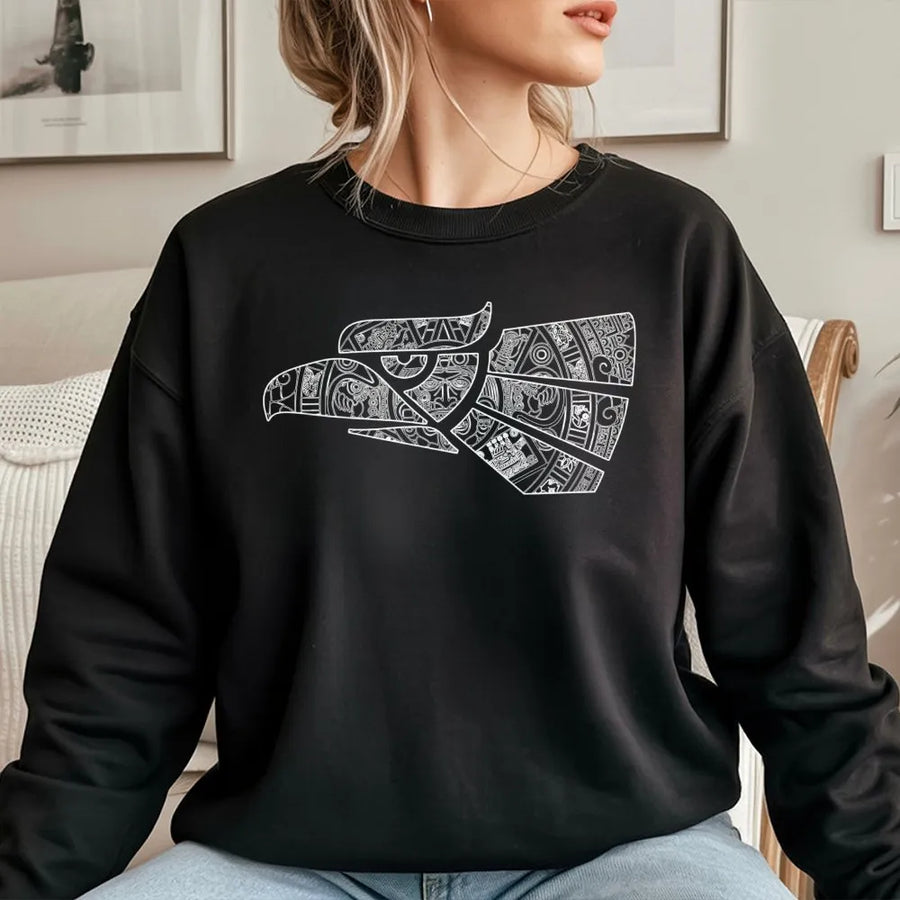 Aztec Eagle Sweatshirt | Mesoamerican Calendar Art Design | Premium Cotton Blend | Gift for History Lovers & Mexican Culture Enthusiasts