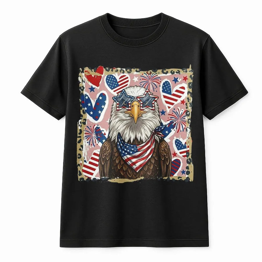 Patriotic Eagle T-Shirt | American Flag Graphic with Sunglasses | Premium Soft Cotton Blend Sweatshirt | Unisex 4th of July Gift