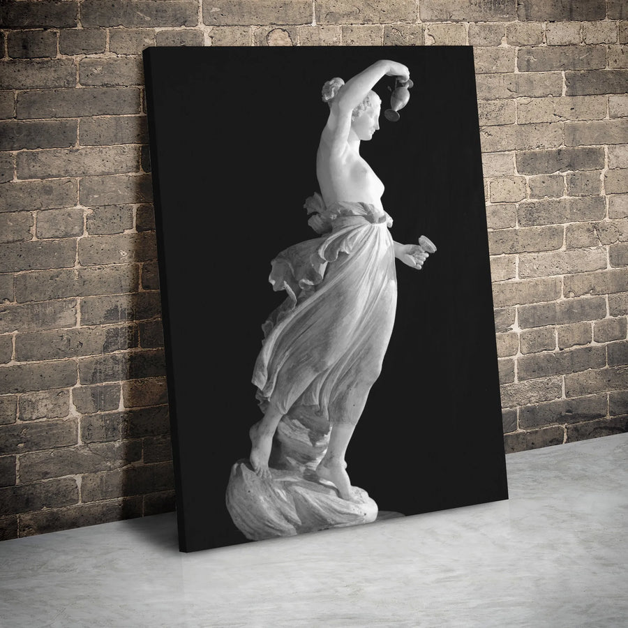 Classical Greek Statue Canvas Wall Art | Hebe Marble Sculpture Print | Gallery Wrapped Premium Decor | Elegant Home Office Decor