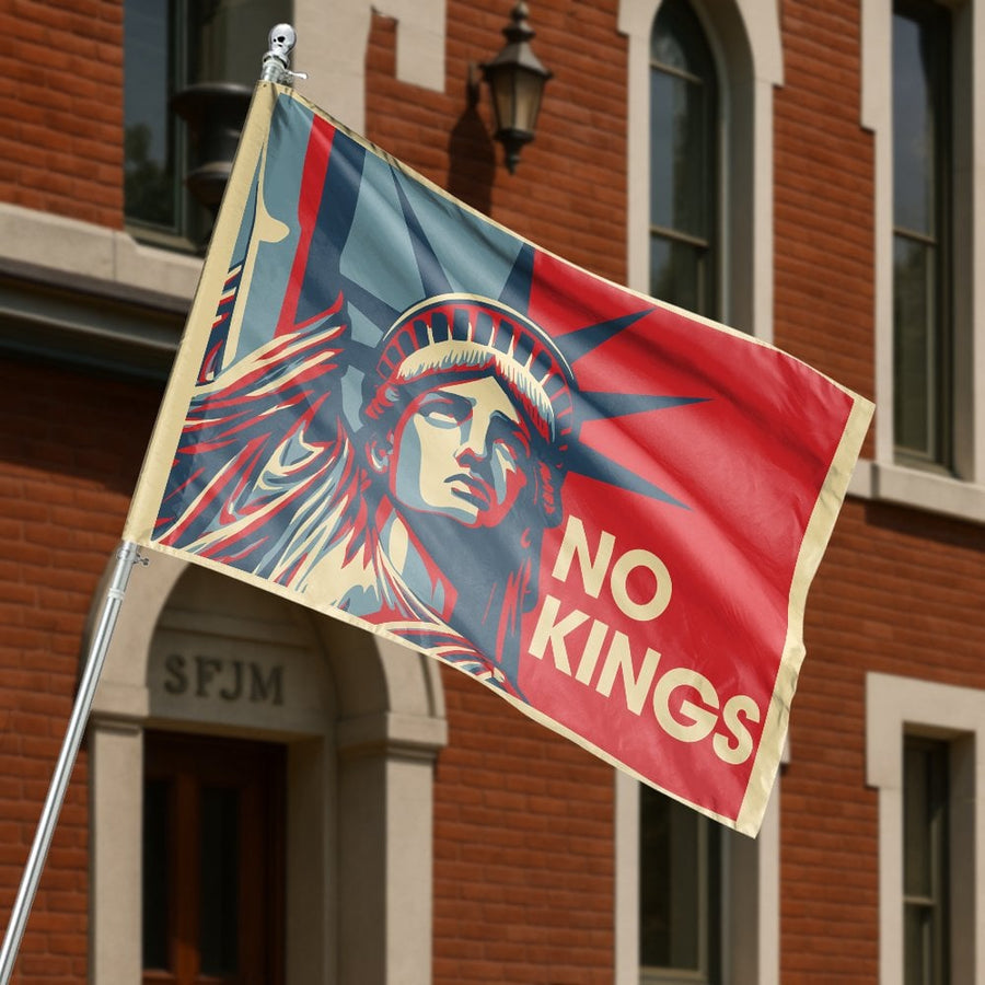 No Kings House Flag | Statue of Liberty Poster Art | Weatherproof Premium Polyester Decor | Patriotic Garden & Porch Gift
