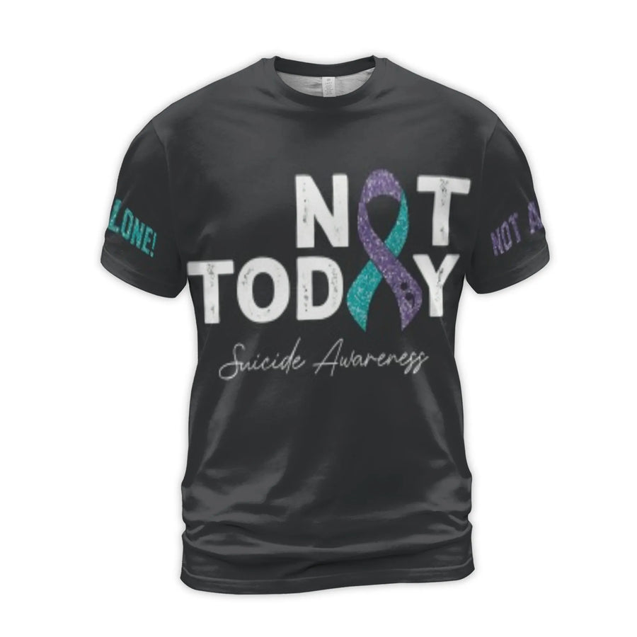 Suicide Awareness T-Shirt | Not Today Semicolon Ribbon Design | Premium 3D Jersey Fabric | Meaningful Mental Health Support Gift for Men and Women