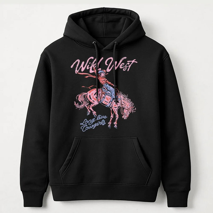 Retro Wild West Hoodie | Long Live Cowgirls Rodeo Graphic | Premium Comfort Colors® Tee | Country Concert Gift for Her