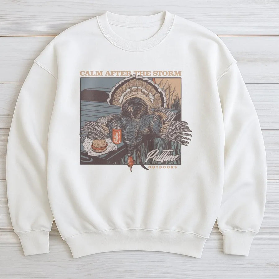 Turkey Hunting Sweatshirt | Calm After The Storm Nature Graphic | Premium Cotton Blend | Gift For Hunter Outdoorsman