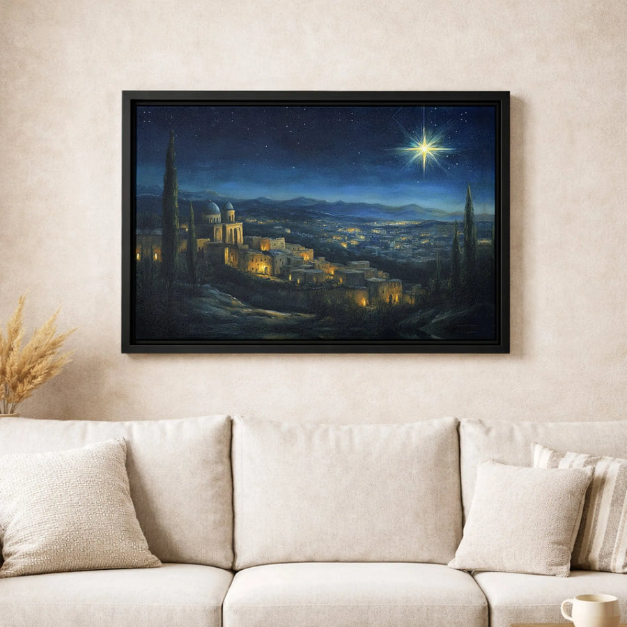 Star of Bethlehem Wall Art | Religious Nativity Landscape | Premium 1.25-Inch Gallery Canvas | Christmas Home Decor Gift for Believers