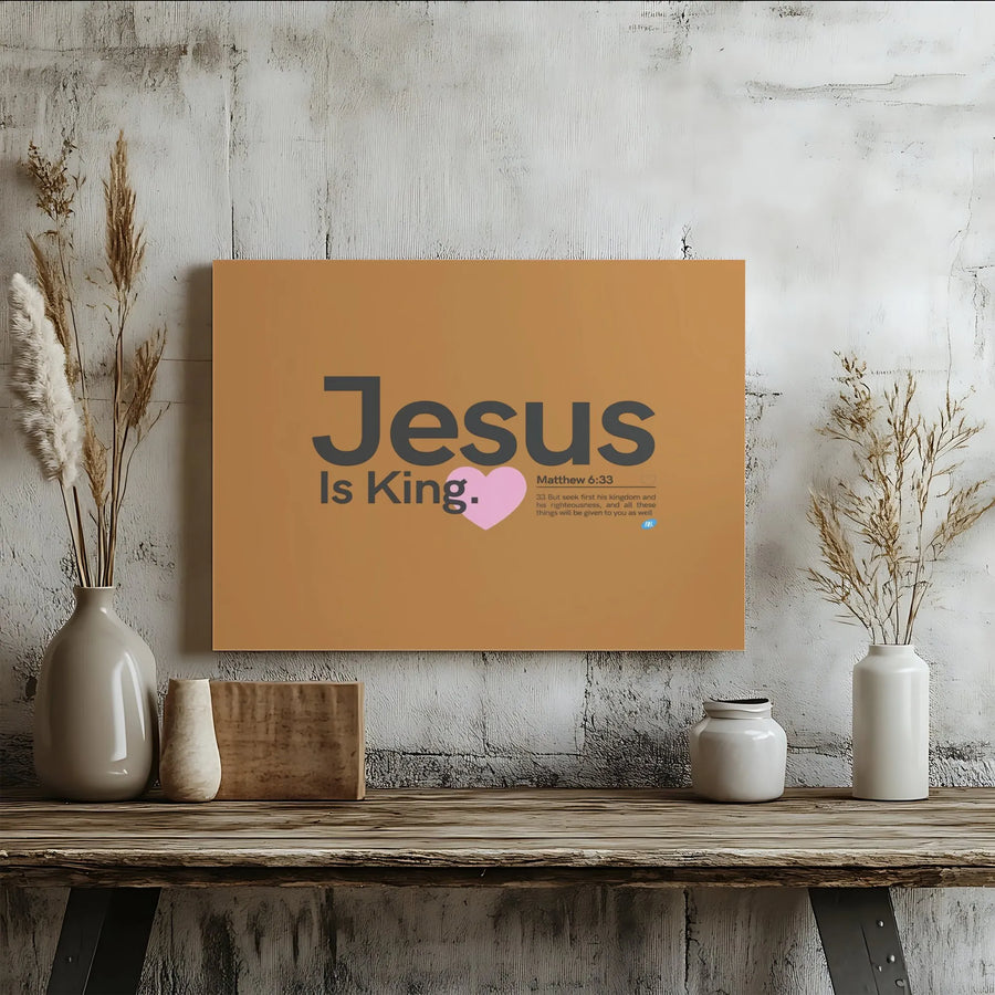 Jesus Is King Canvas Wall Art | Matthew 6:33 Bible Verse Print | Premium Gallery-Wrapped Decor | Christian Home Decor Gift