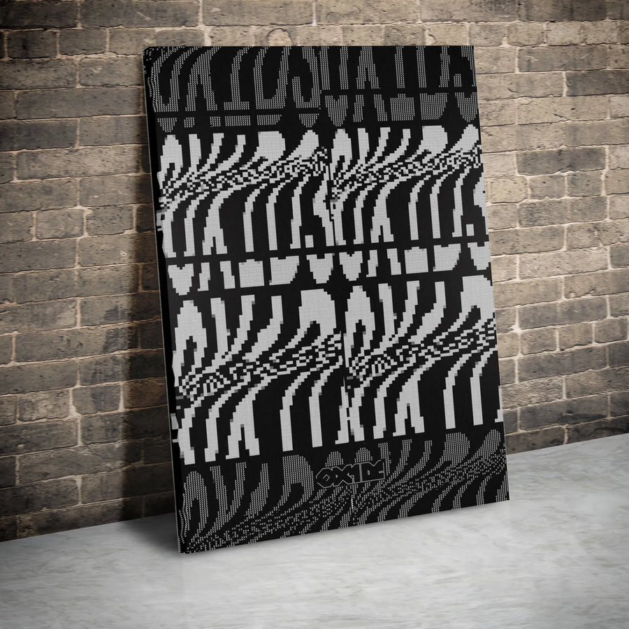 Abstract Glitch Art Canvas | Monochrome Digital Ripple Effect | Premium Gallery Wrapped Canvas | Modern Office & Home Decor Gift