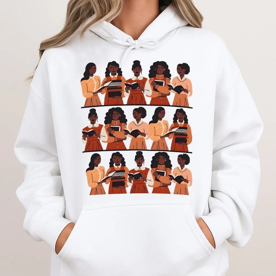 Black Women Reading Hoodie | Melanin Magic Book Lover Graphic | Premium Cotton Blend Sweatshirt | Empowering Gift For Readers