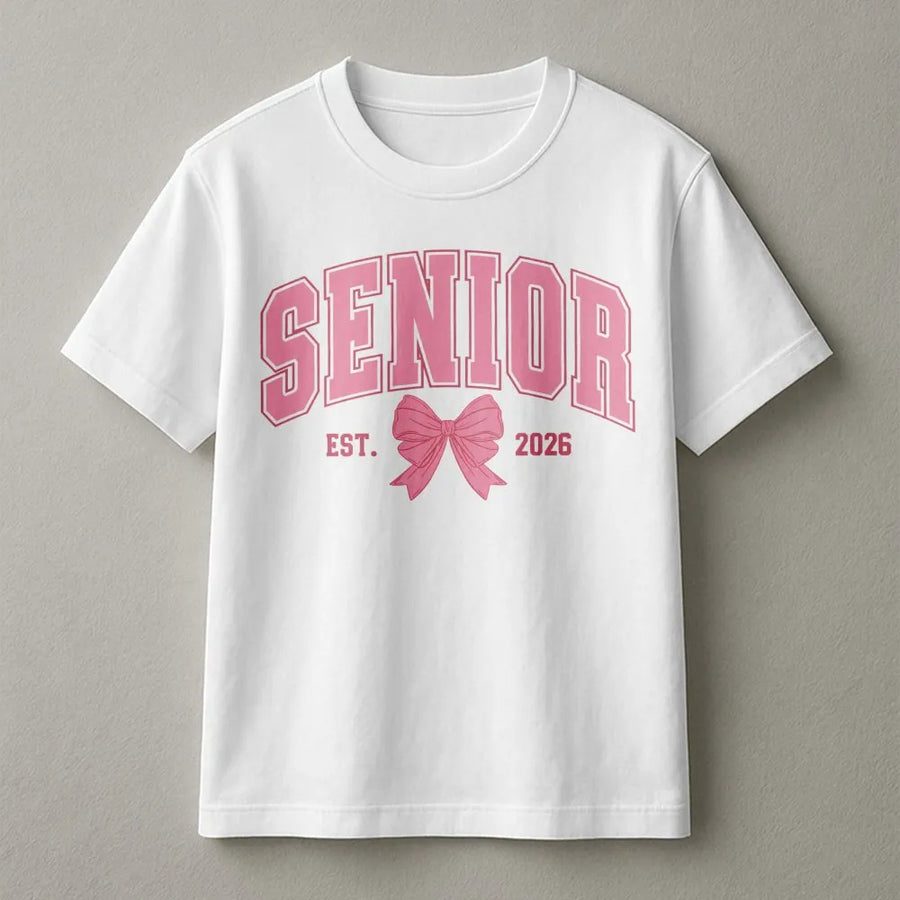 Senior 2026 T-Shirt | Preppy Bow Aesthetic Graduation Tee | Premium Cotton Soft Graphic Shirt | Class of 2026 Senior Gift for Her